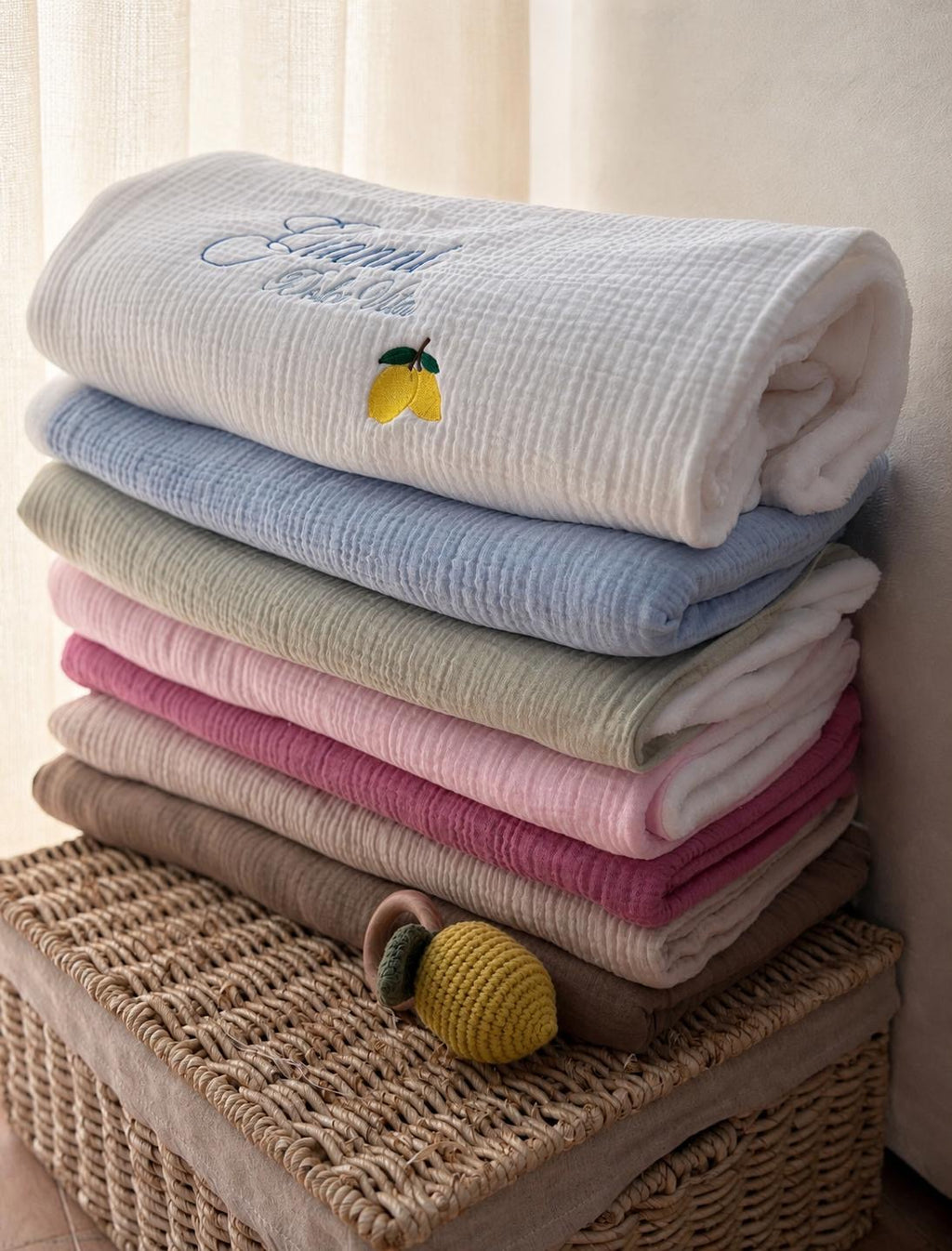 Couverture  en gaze de coton doublé polaire