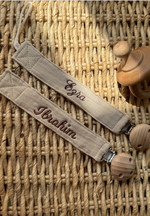 Attache-tétine personnalisée en gaze de coton