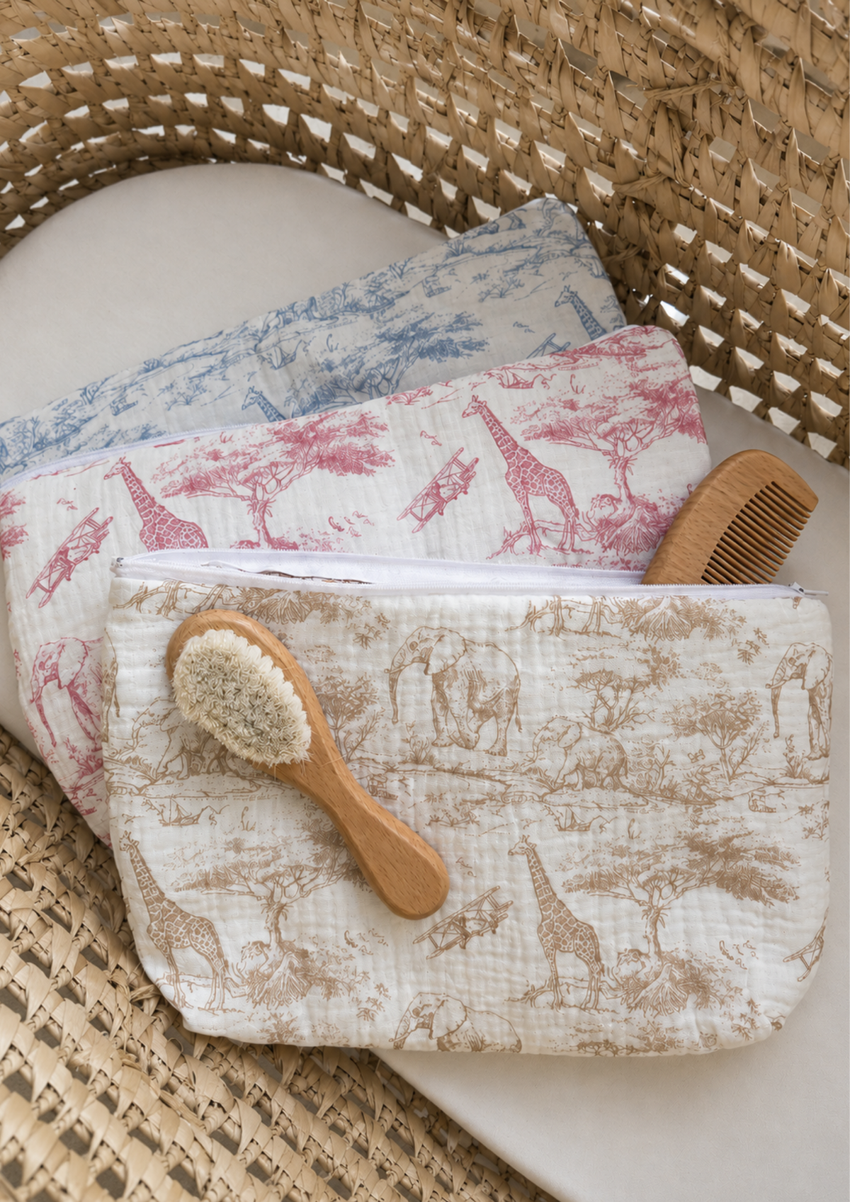 Trousse de toilette personnalisée en gaze de coton - Safari