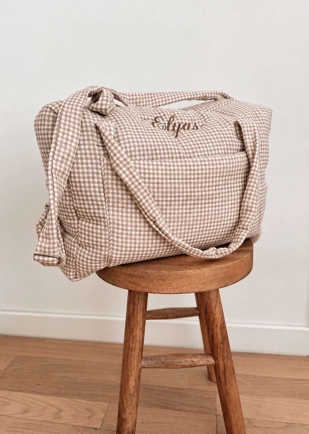 Sac à langer personnalisé - Vichy beige
