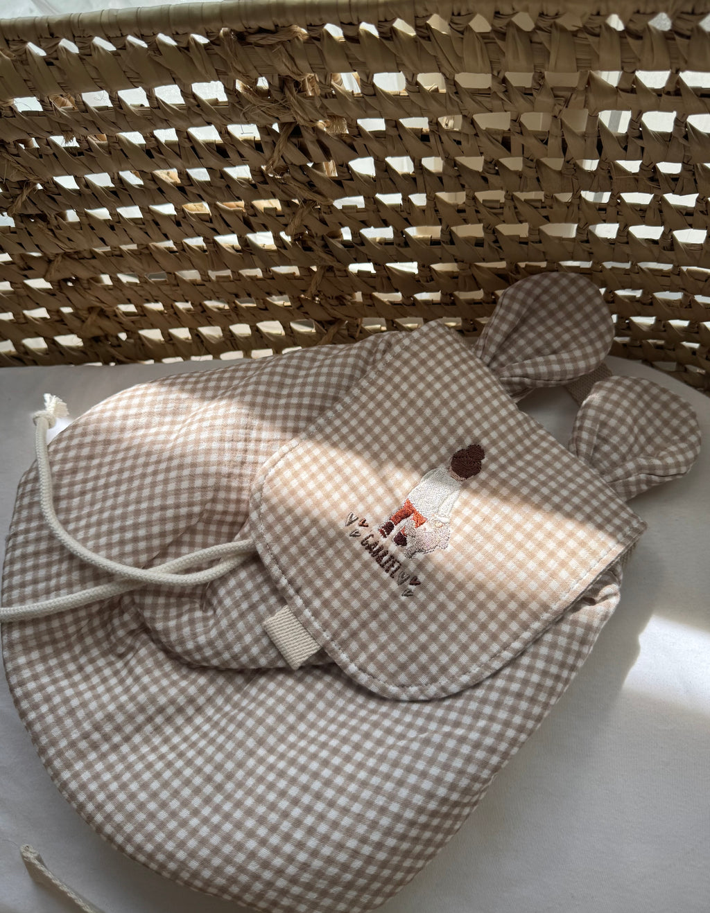 Sac à dos gaze de coton personnalisé - Vichy beige