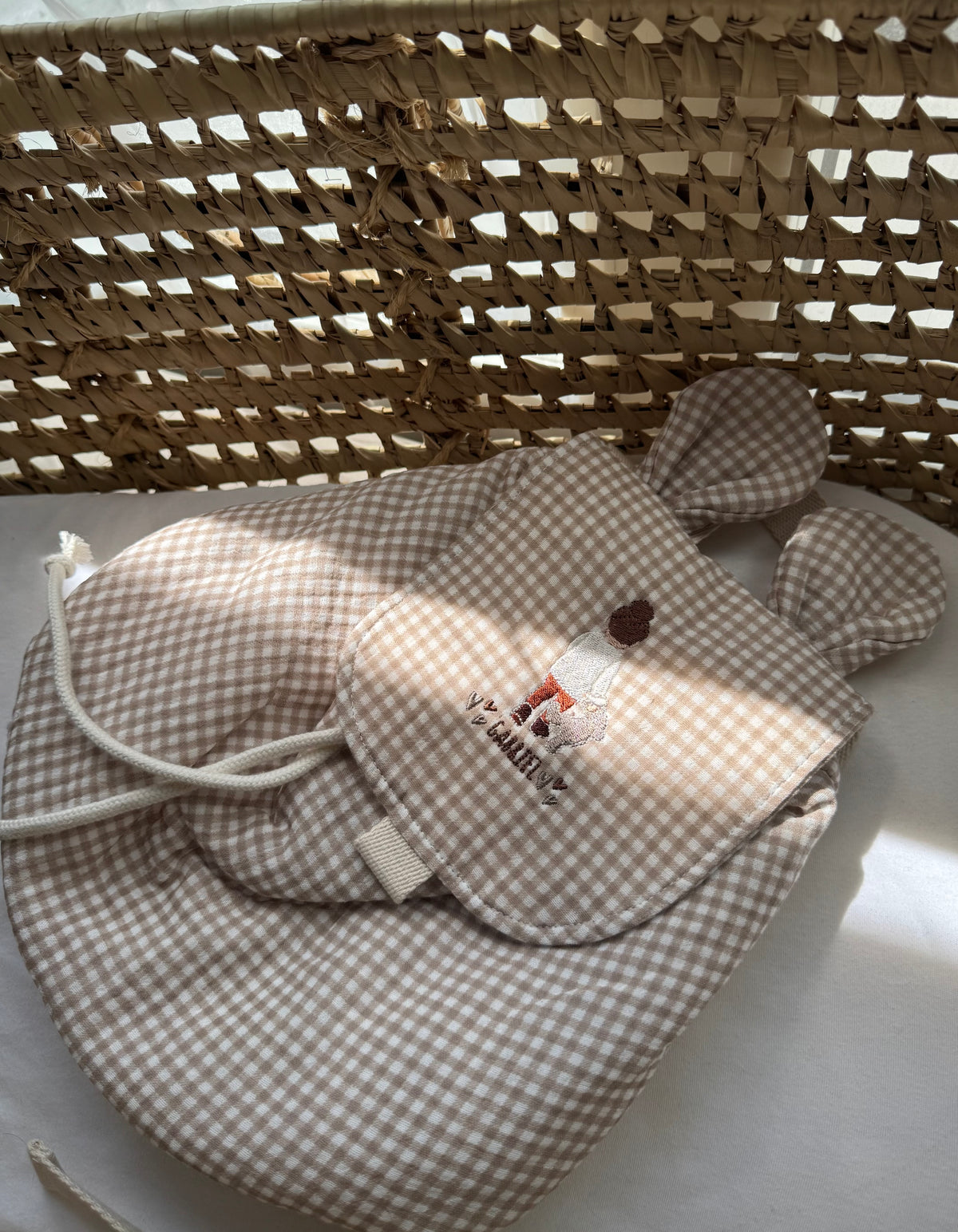Sac à dos gaze de coton personnalisé - Vichy beige