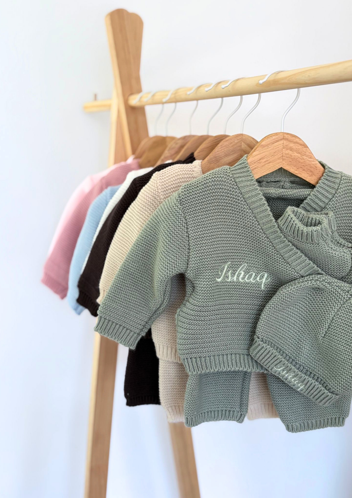 Ensemble naissance en maille 4 pièces personnalisé